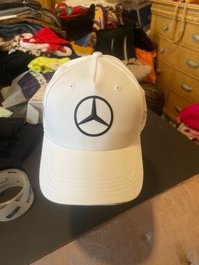 Mercedes white adjustable baseball hat